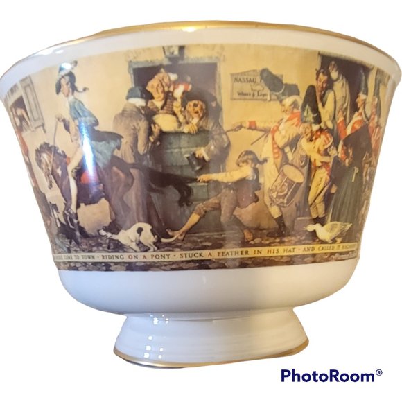 Porcelain Bowl NORMAN ROCKWELL Yankee Doodle Gorham Fine China Bicentennial 1976 - Picture 9 of 10